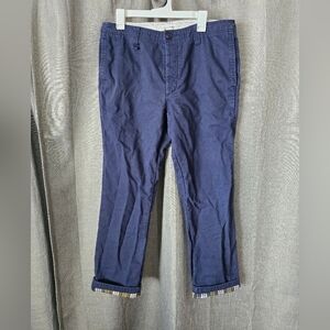 Burton Mens Size 34X30 Navy Chino Pants Plaid Fleece Lined